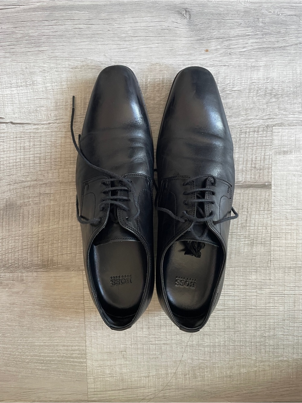 Hugo Boss Black Leather Derby Dress Shoes